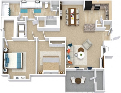 a floor plan of a two bedroom apartment  at Avenues of Kennesaw East & West, Kennesaw Georgia
